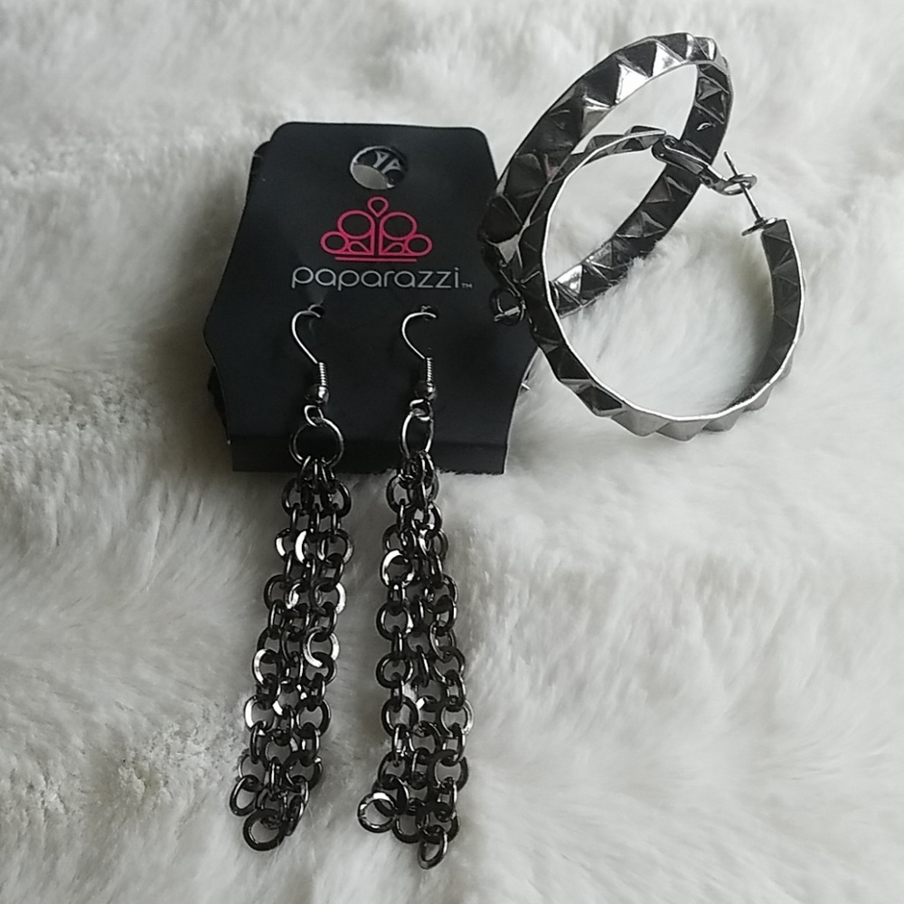Chain and hoop earrings